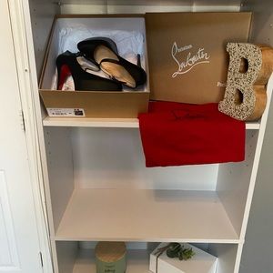 CHRISTIAN LOUBOUTIN  Black Leather Daffodile Mary Jane Platform Pumps Size 40